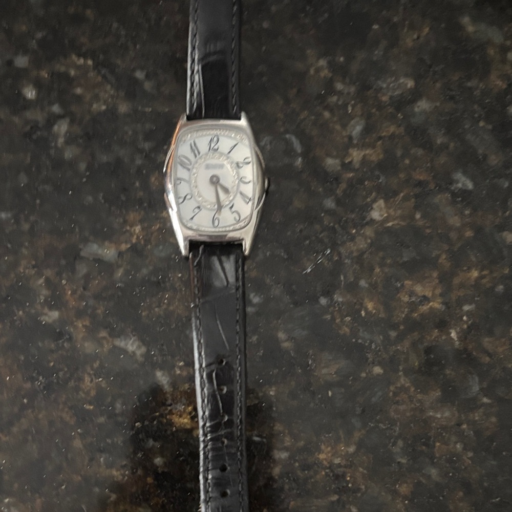 BMW Silver Case Black Leather Watch